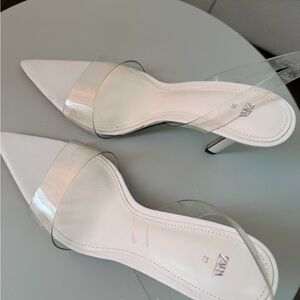 Zara Women's White Heels with Clear Straps
